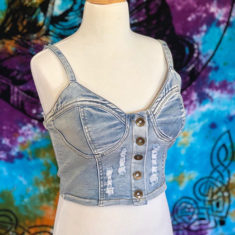 Denim Button Up Crop Top